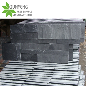 China Black Stone Wall Cladding Slate Stone Panel